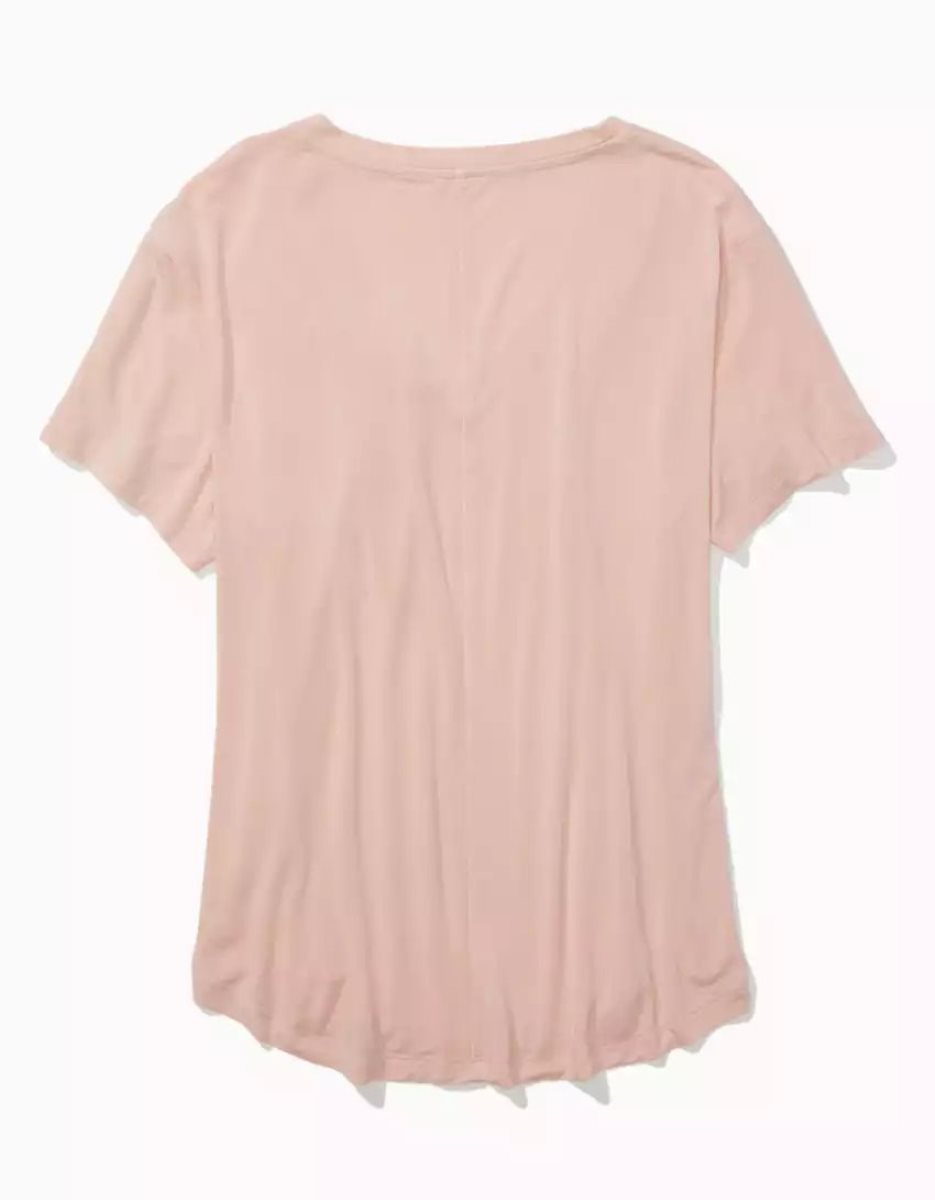 T Shirts American Eagle AE Soft & Sexy V-Neck Pocket Tee Rose Femme | UUJ-51862855